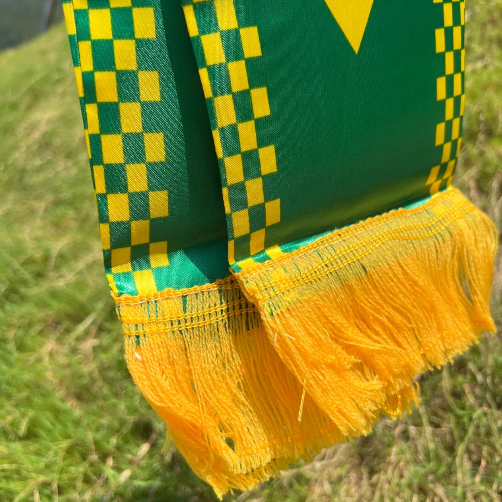 Brazil Scarf 14X130Cm Double Printed Brasil Flag Custom Scarf Football Team Scarf Printing Satin Brazil Banner