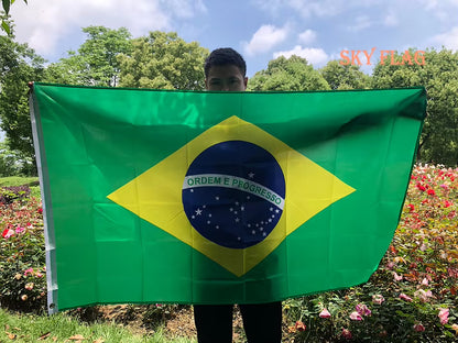 SKY FLAG Large Brazil Flag 90X150Cm Hanging Polyester Digital Print Brasil Brazilian Banner Flag for Celebration