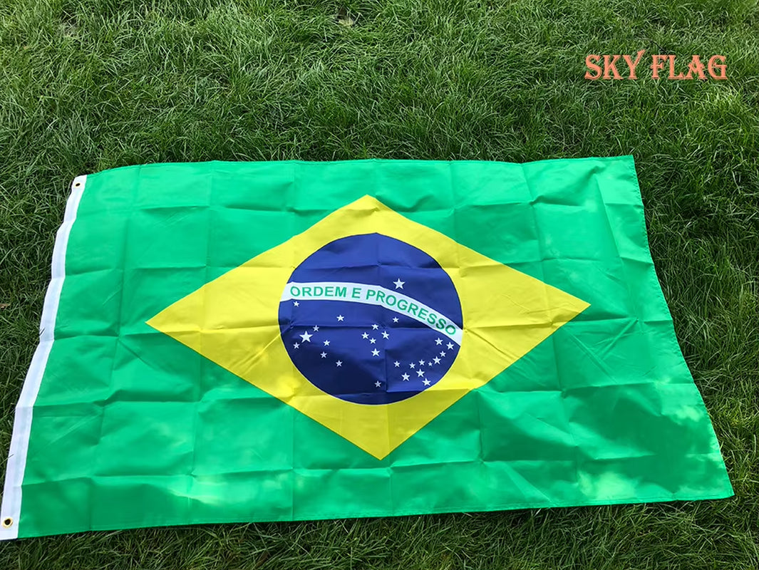 SKY FLAG Large Brazil Flag 90X150Cm Hanging Polyester Digital Print Brasil Brazilian Banner Flag for Celebration